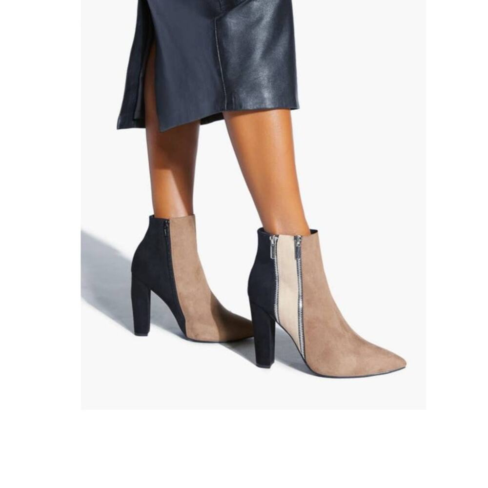 Just Fab Ankle Booties Diane Zipper Heeled Faux Suede Sz 8